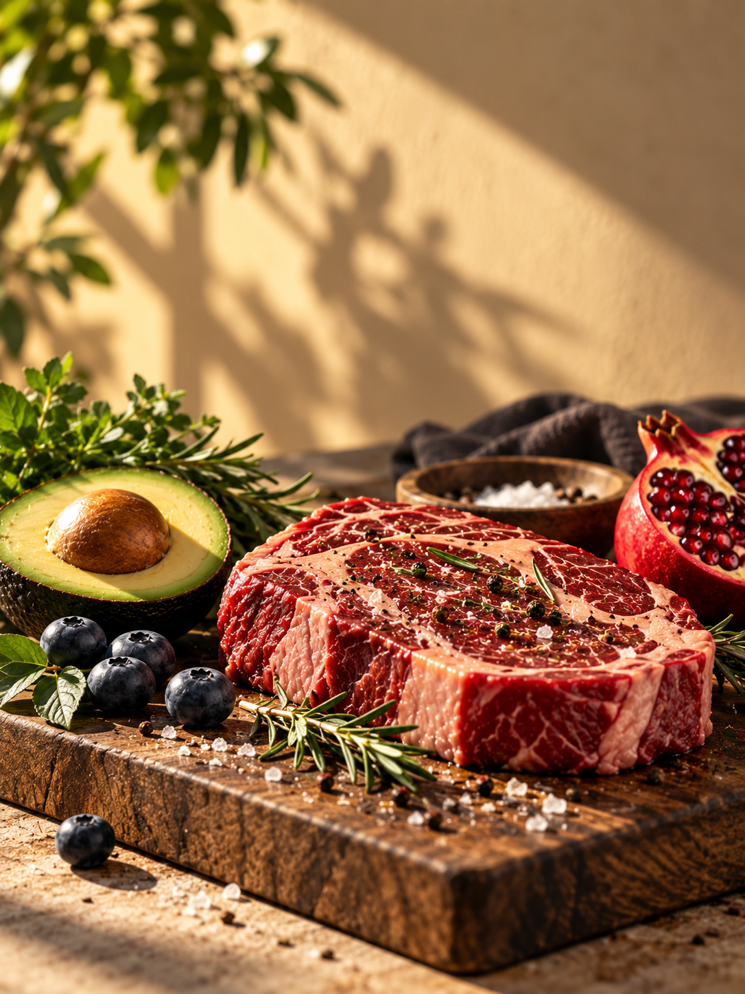 Rustic Steak with Avocado and Pomegranate